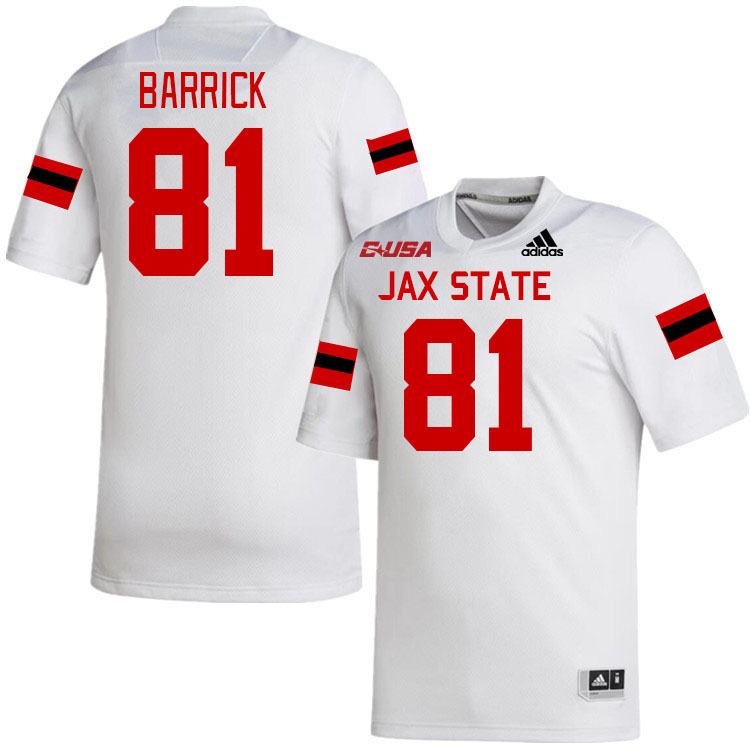 #81 Jacob Barrick Jacksonville State Gamecocks College Football Jerseys Stitched-White